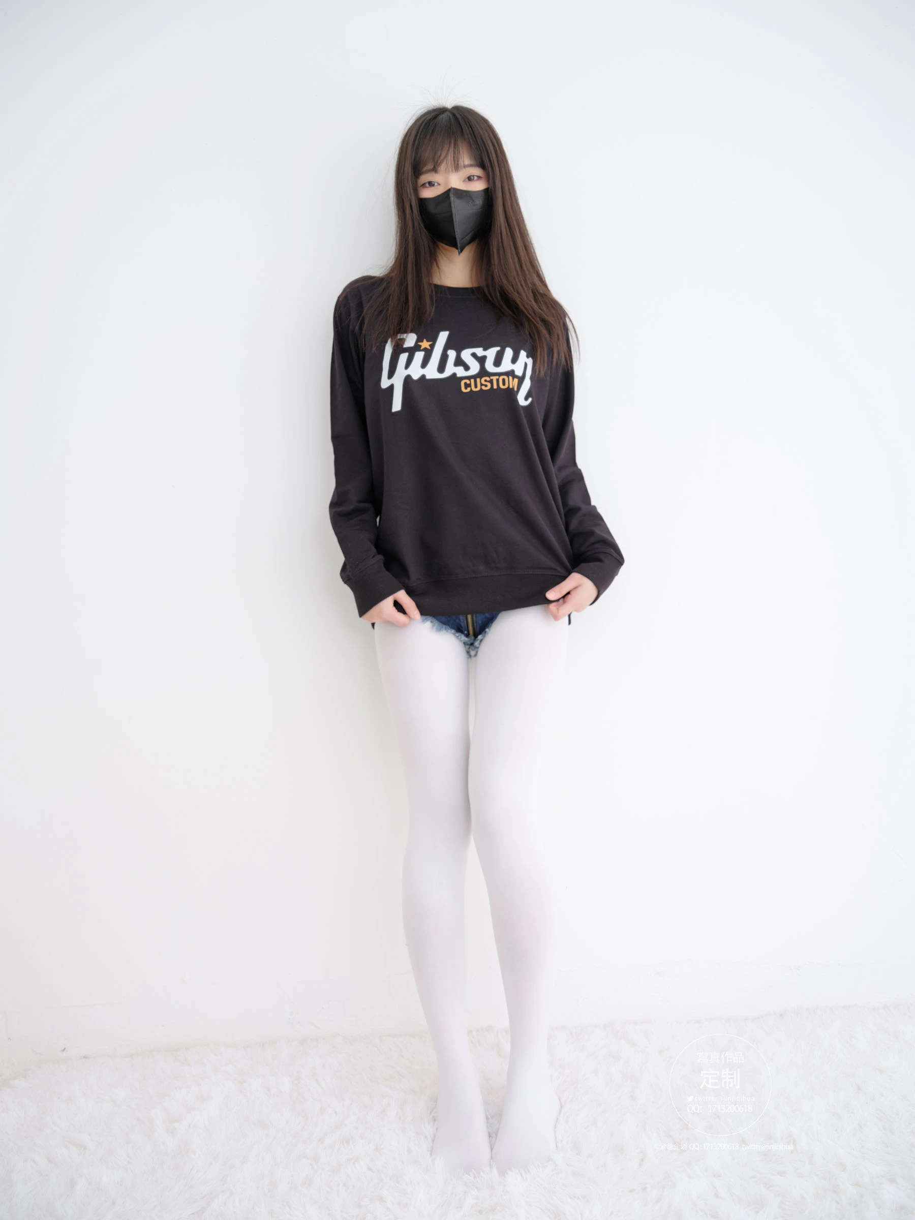 [紧急企划] EX-001 见希w 白丝牛仔短裤-渣男图社