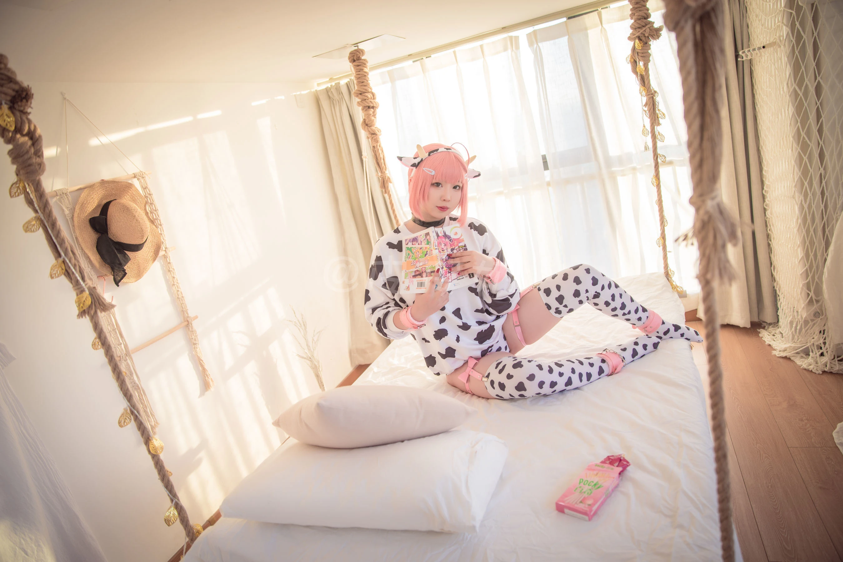 皮皮奶可可爱了啦 奶牛套装-渣男图社