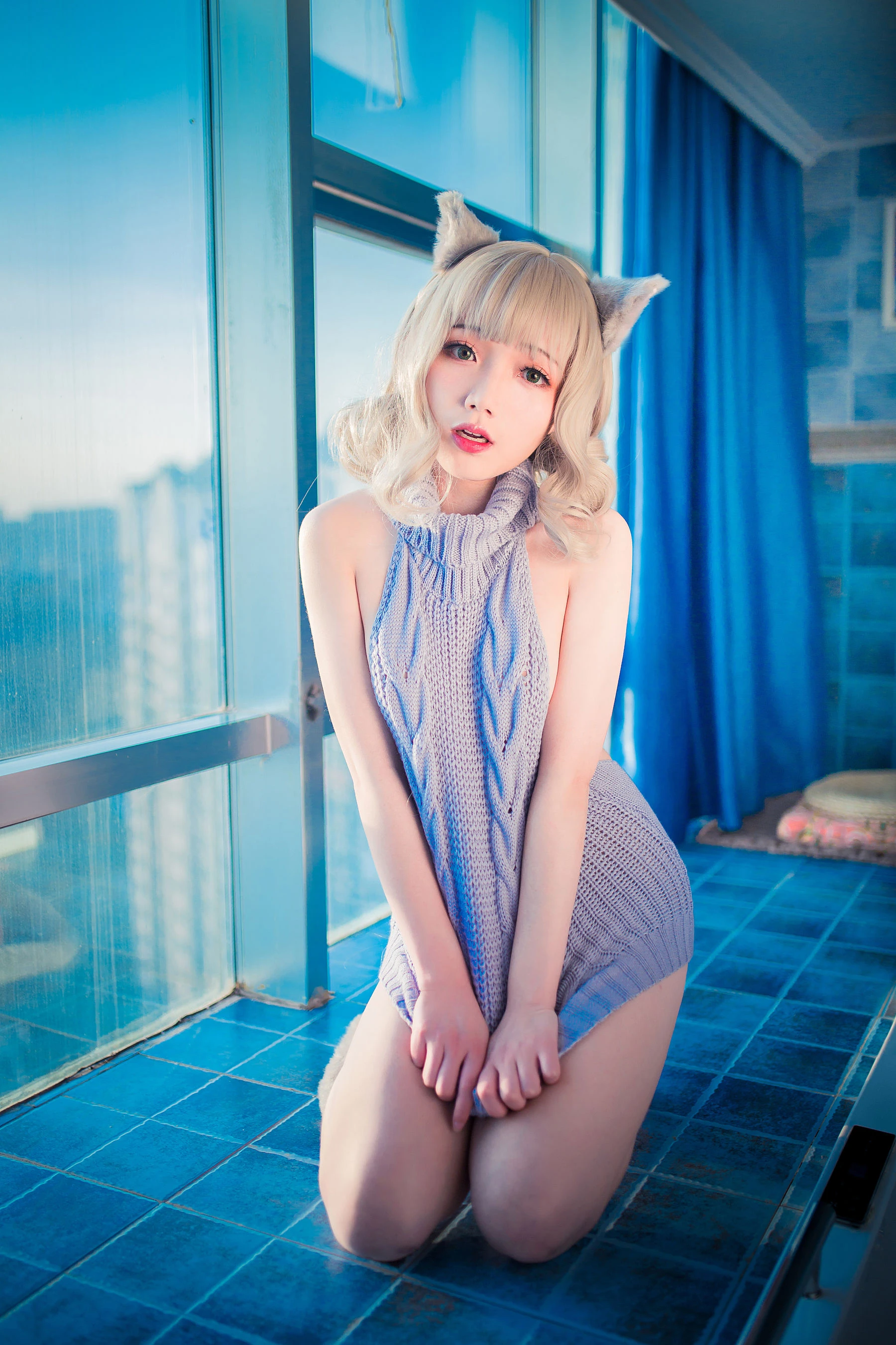 萝莉福利真央Mao – 露背毛衣-渣男图社